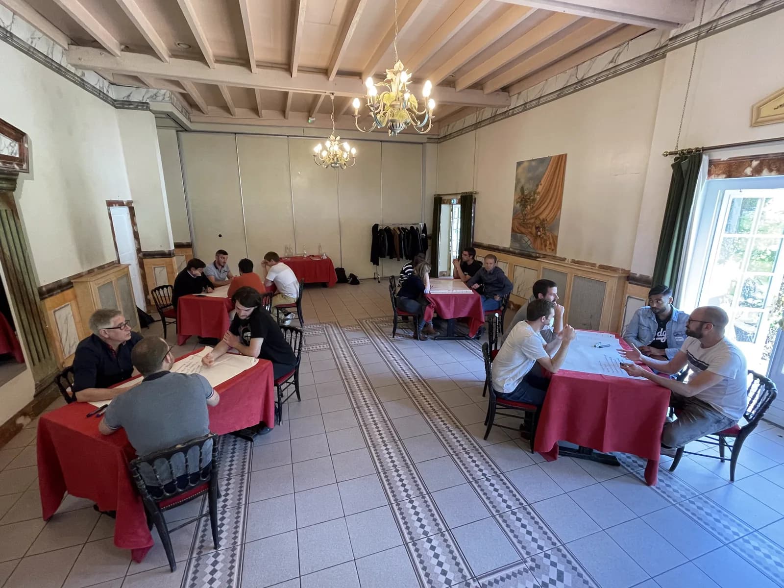 A team seminar, working in small groups