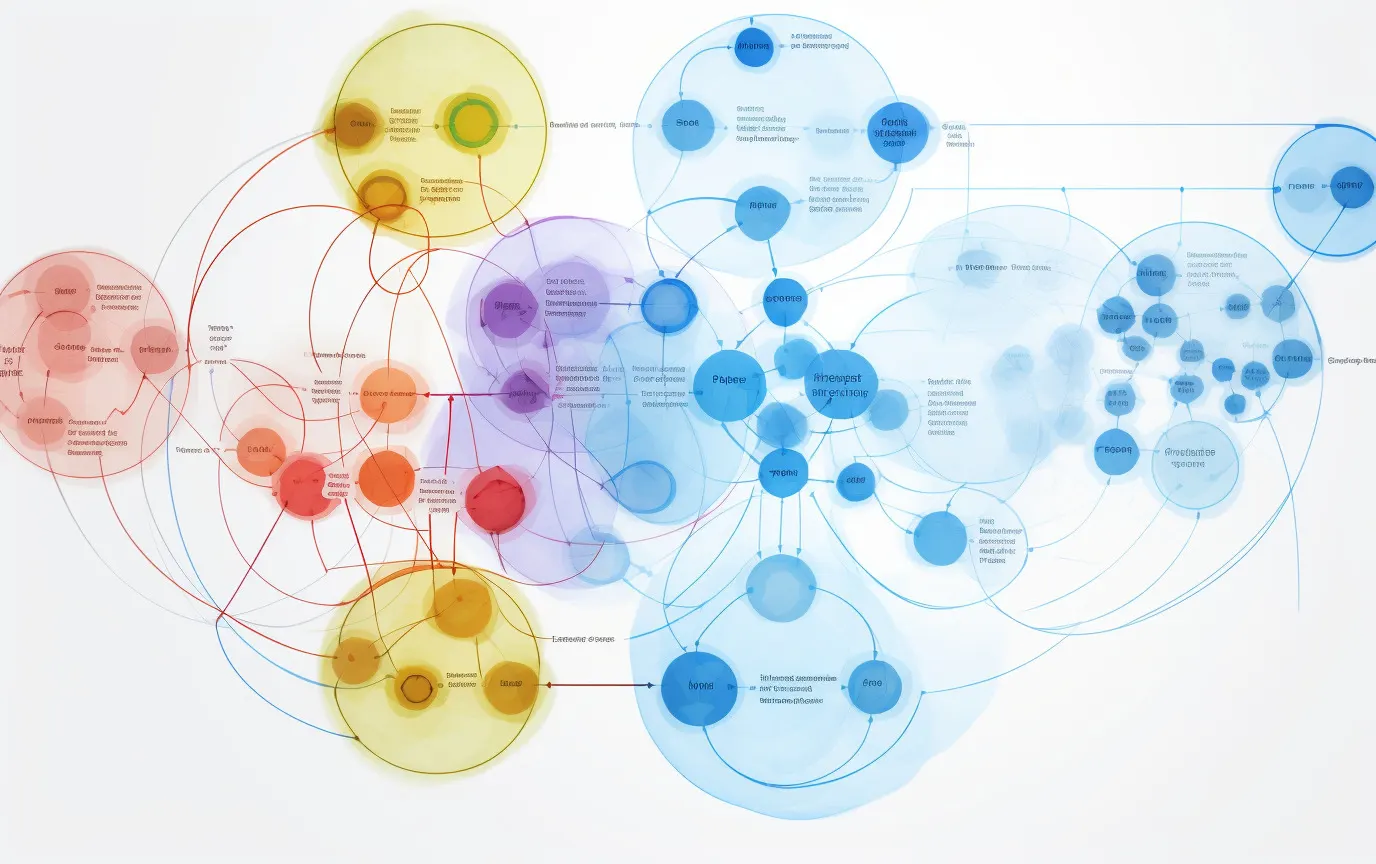 Diagram mapping traditional hierarchical structures against a network of shared-governance organizations